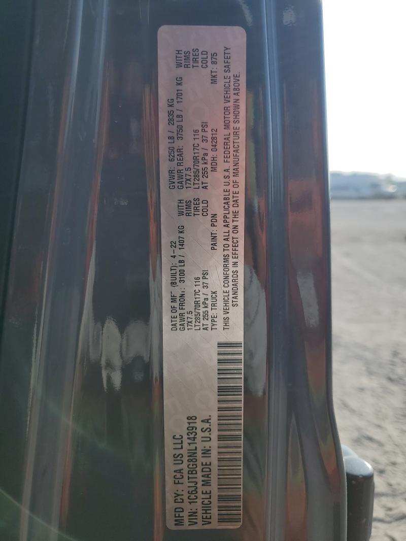 2022 JEEP GLADIATOR - 1C6JJTBG8NL143918