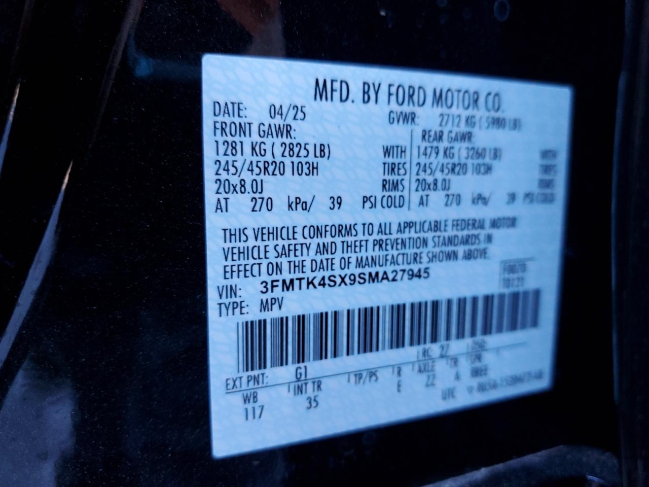 Lot #3301962501 2025 FORD MUSTANG MA