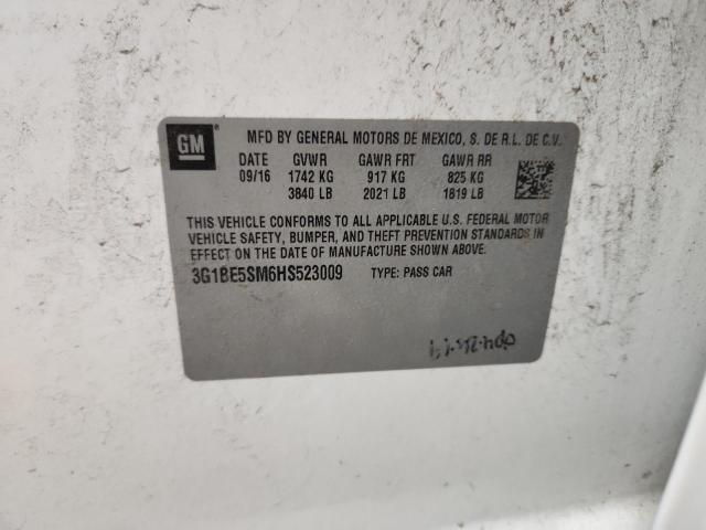 2017 CHEVROLET CRUZE LT - 3G1BE5SM6HS523009