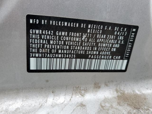 2017 VOLKSWAGEN GOLF ALLTRACK S 3VWH17AU2HM534925
