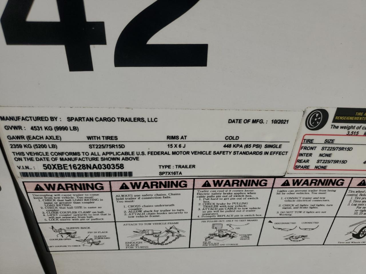 Lot #3279584261 2022 SPARTAN CARGO ENCLOSED