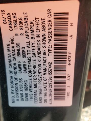 2018 HONDA CIVIC EX - 2HGFC2F79JH557442