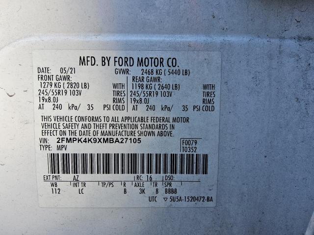 2021 FORD EDGE TITAN - 2FMPK4K9XMBA27105