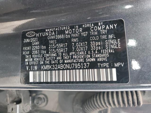 2022 HYUNDAI KONA SEL - KM8K32AB0NU795137