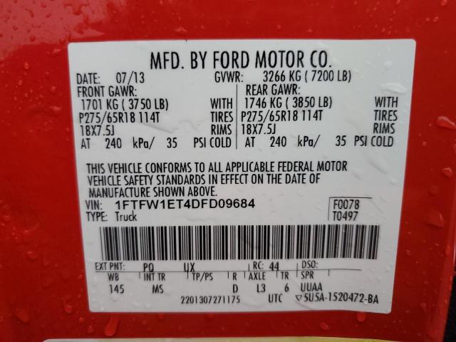 2013 FORD F150 SUPER - 1FTFW1ET4DFD09684
