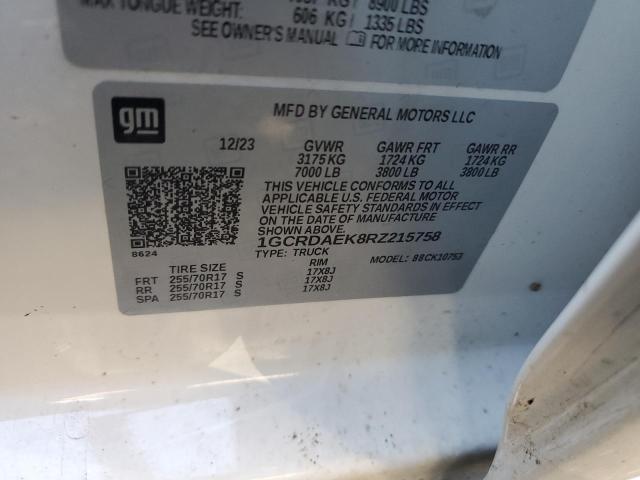 2024 CHEVROLET SILVERADO 1GCRDAEK8RZ215758