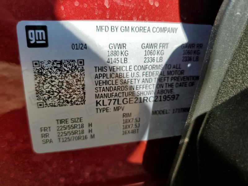 2024 CHEVROLET TRAX 1RS KL77LGE21RC219597