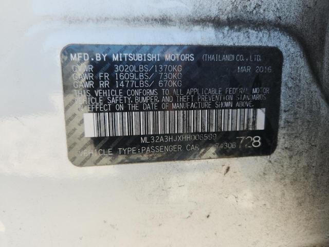 2017 MITSUBISHI MIRAGE ES ML32A3HJXHH006599