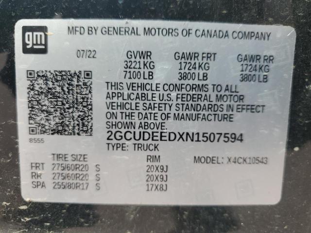 2022 CHEVROLET SILVERADO K1500 RST 2GCUDEEDXN1507594