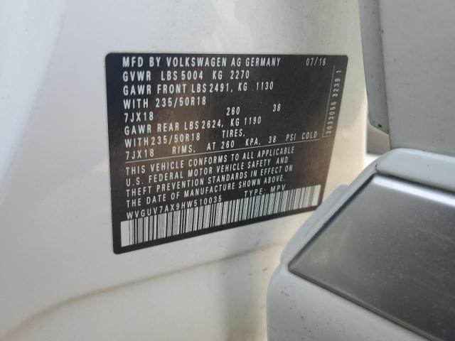 2017 VOLKSWAGEN TIGUAN SPO - WVGUV7AX9HW510035