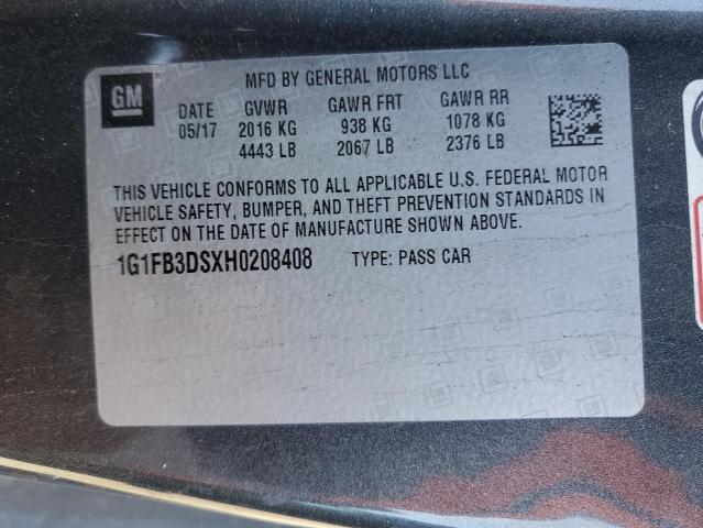 2017 CHEVROLET CAMARO LT 1G1FB3DSXH0208408