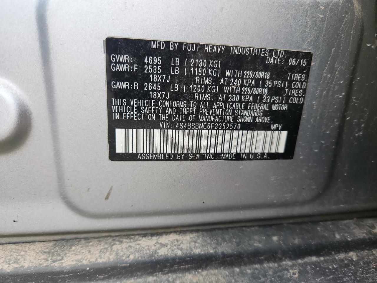 SUBARU OUTBACK 2.5I LIMITED