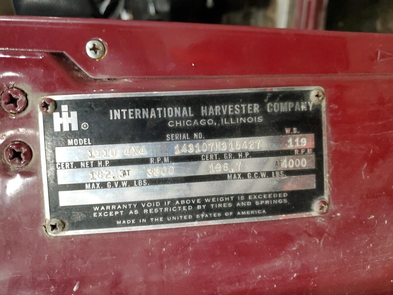 Lot #3261547205 1971 INTERNATIONAL TRVLALL