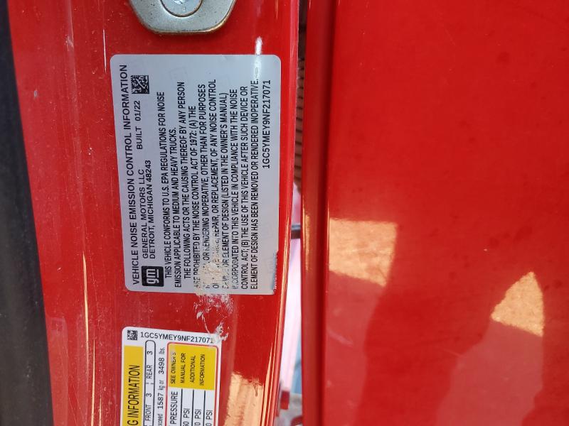 2022 CHEVROLET SILVERADO - 1GC5YMEY9NF217071