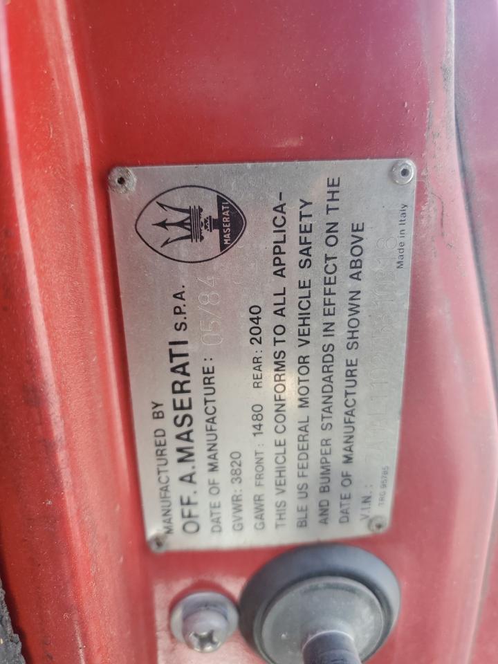 Lot #3297144556 1984 MASERATI BITURBO