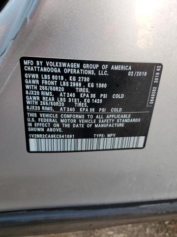 2019 VOLKSWAGEN ATLAS SEL - 1V2NR2CA9KC541091
