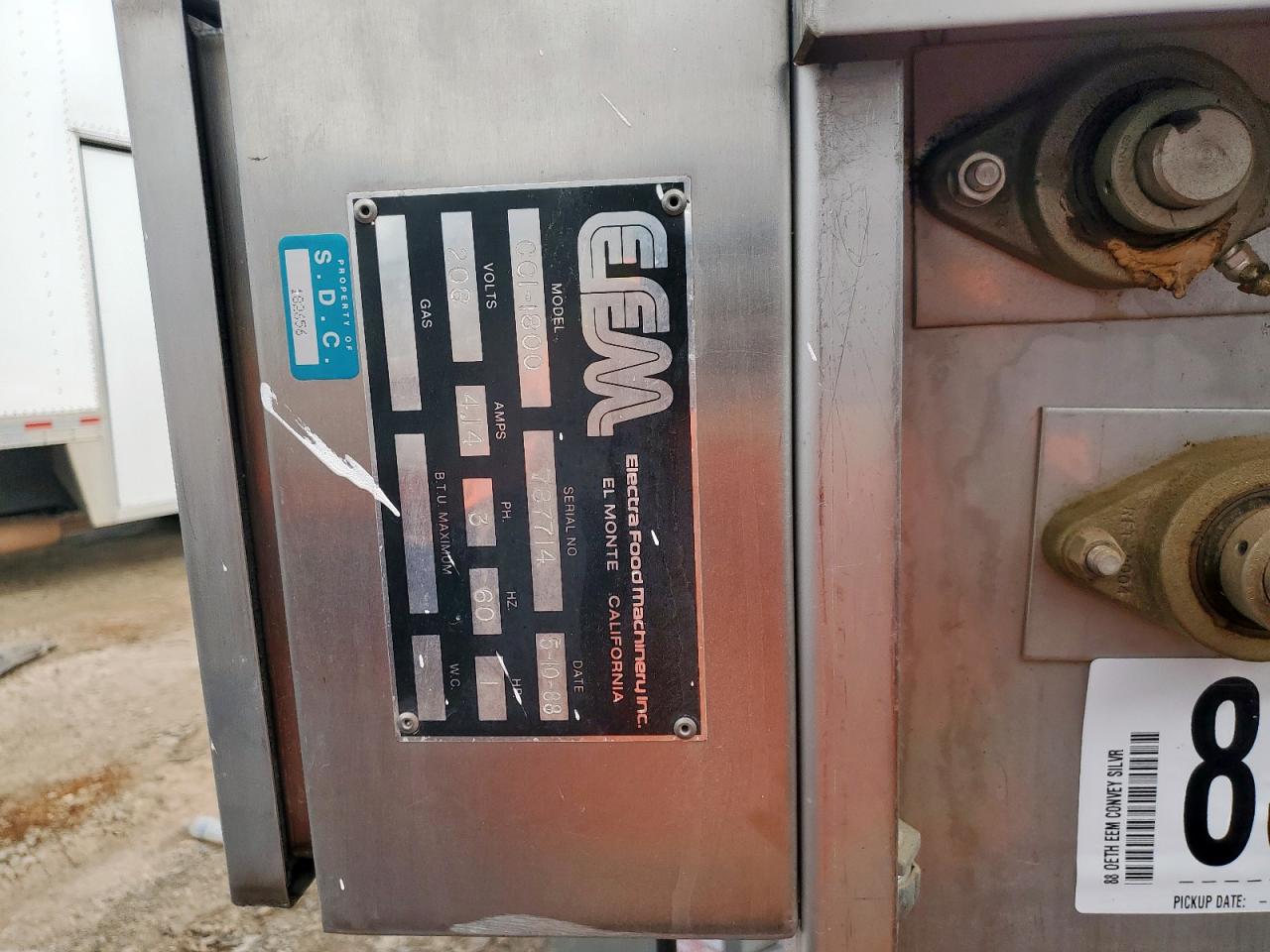 Lot #3261376502 1988 OTHER EEM CONVEYOR- MODEL CC1-1800