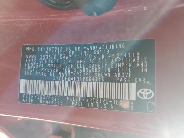 2020 TOYOTA COROLLA LE 5YFEPRAE3LP064446