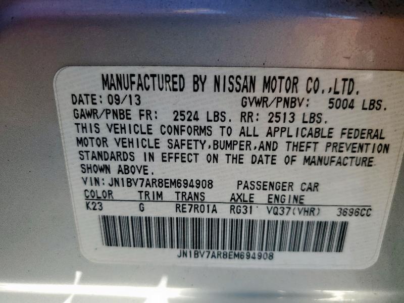 2014 INFINITI Q50 BASE - JN1BV7AR8EM694908