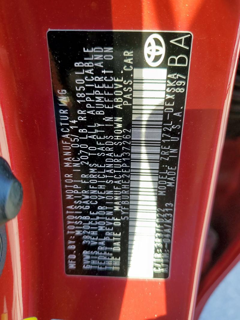 2014 TOYOTA COROLLA L #3281609399