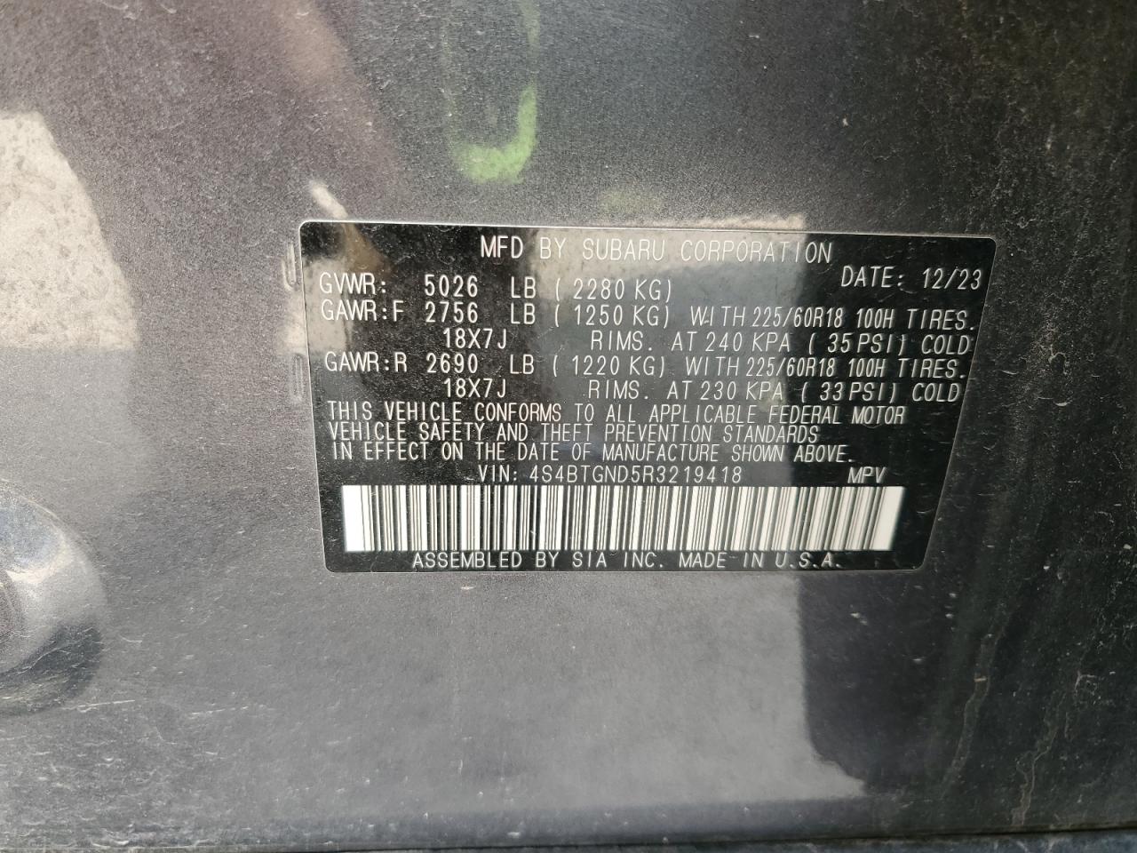 SUBARU OUTBACK LIMITED XT