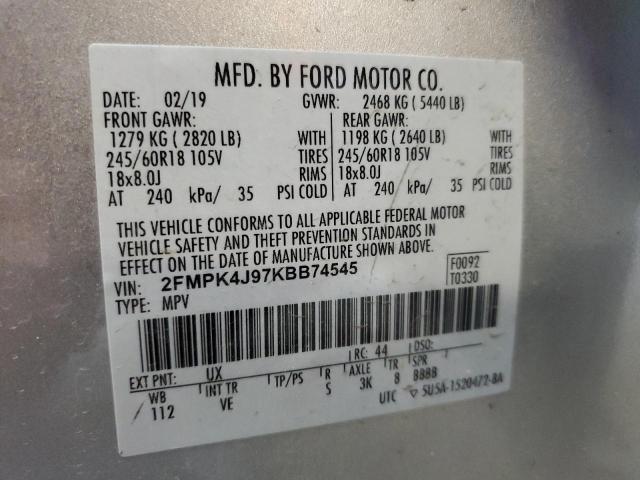 2019 FORD EDGE SEL - 2FMPK4J97KBB74545