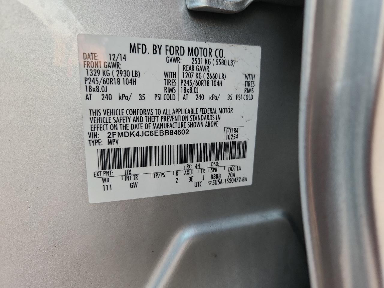 Lot #3302904974 2014 FORD EDGE SEL