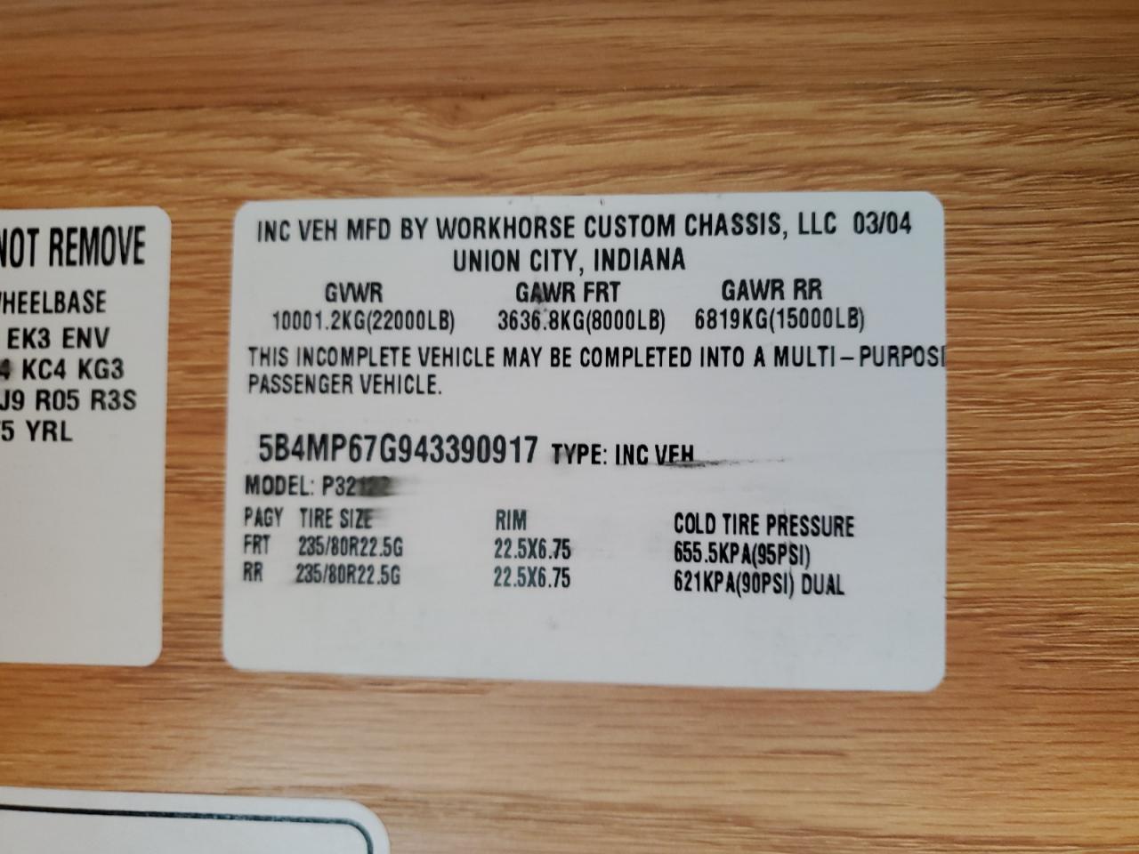 Lot #3290134264 2004 SEAB MOTORHOME