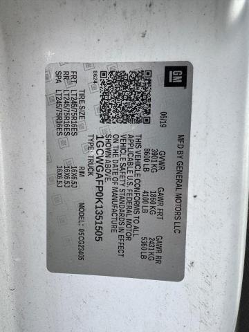 2019 CHEVROLET EXPRESS G2 1GCWGAFP0K1351505