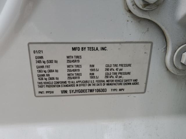 2021 TESLA MODEL Y - 5YJYGDEE7MF106303