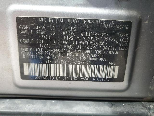 2010 SUBARU OUTBACK 3. - 4S4BRDKC2A2366329