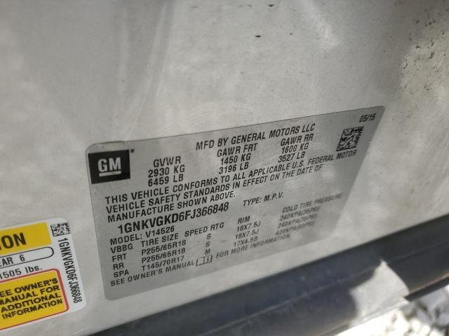 2015 CHEVROLET TRAVERSE L 1GNKVGKD6FJ366848