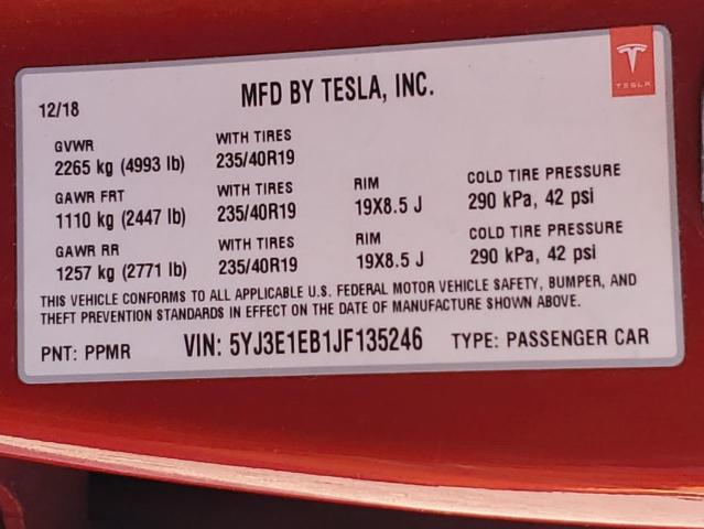 2018 TESLA MODEL 3 #3302766373
