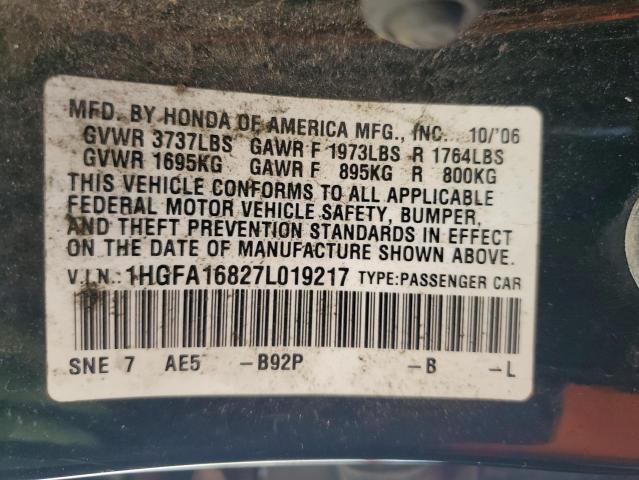 2007 HONDA CIVIC EX #3294176940