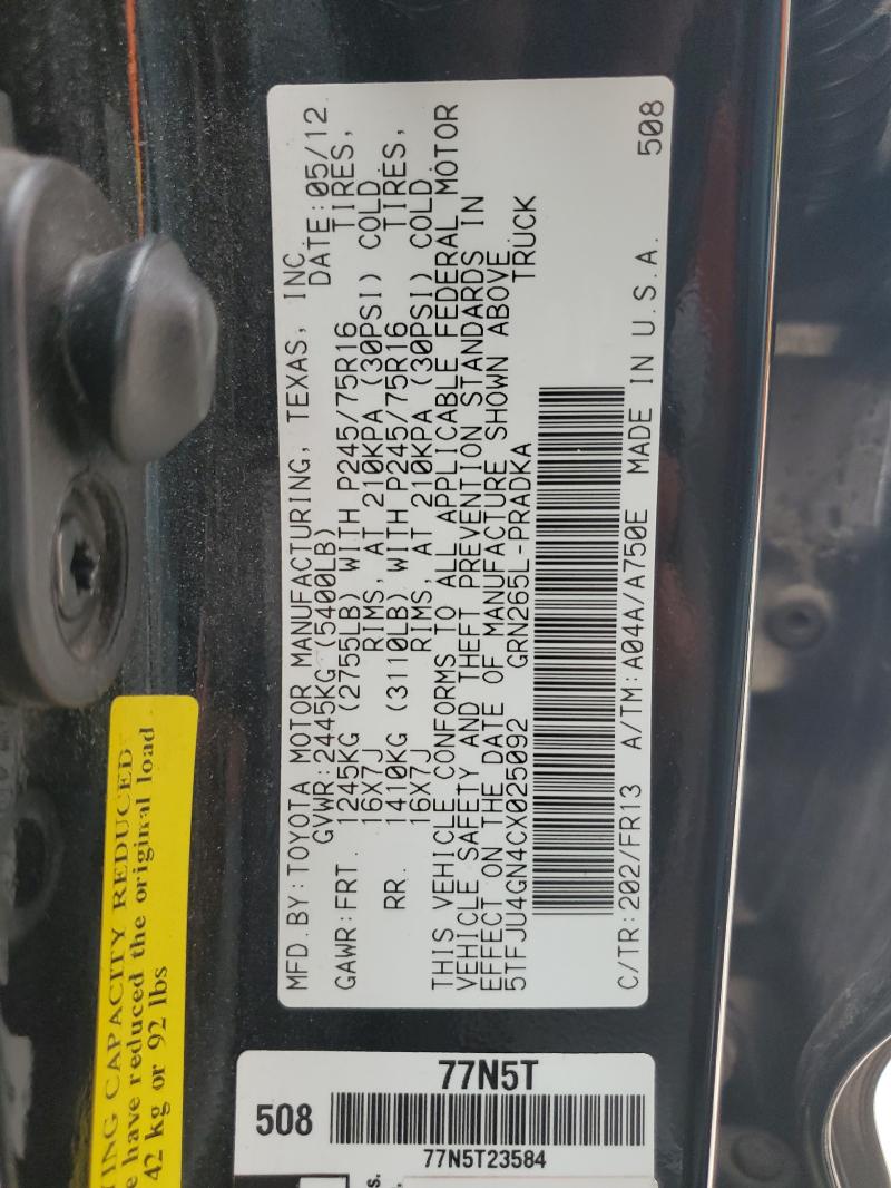 2012 TOYOTA TACOMA DOU - 5TFJU4GN4CX025092