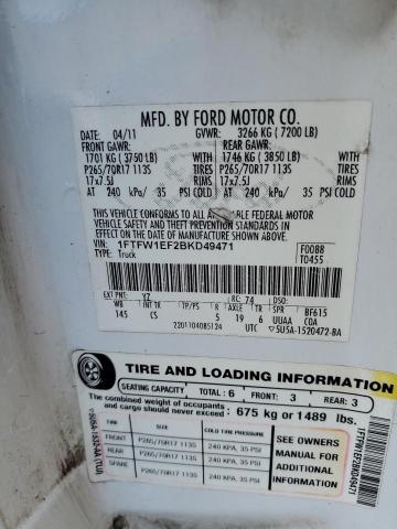 2011 FORD F150 SUPER - 1FTFW1EF2BKD49471