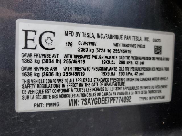 2023 TESLA MODEL Y - 7SAYGDEE7PF774092