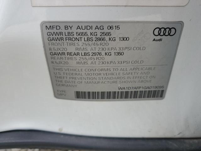 2016 AUDI Q5 PREMIUM WA1D7AFP1GA019095