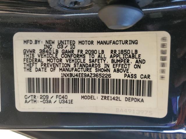 2010 TOYOTA COROLLA BA - 1NXBU4EE9AZ365226