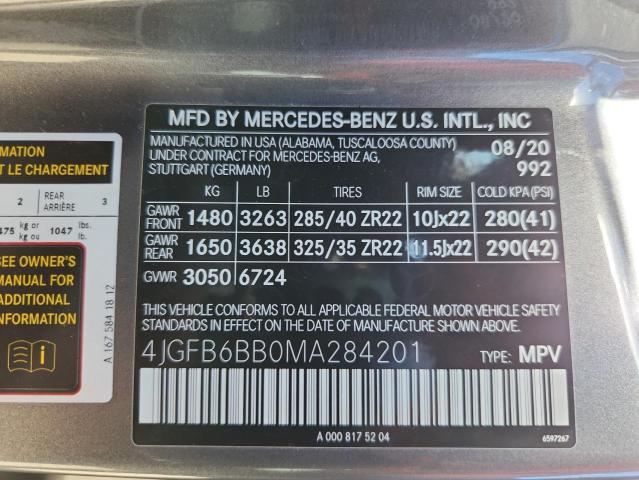 2021 MERCEDES-BENZ GLE AMG 53 4JGFB6BB0MA284201