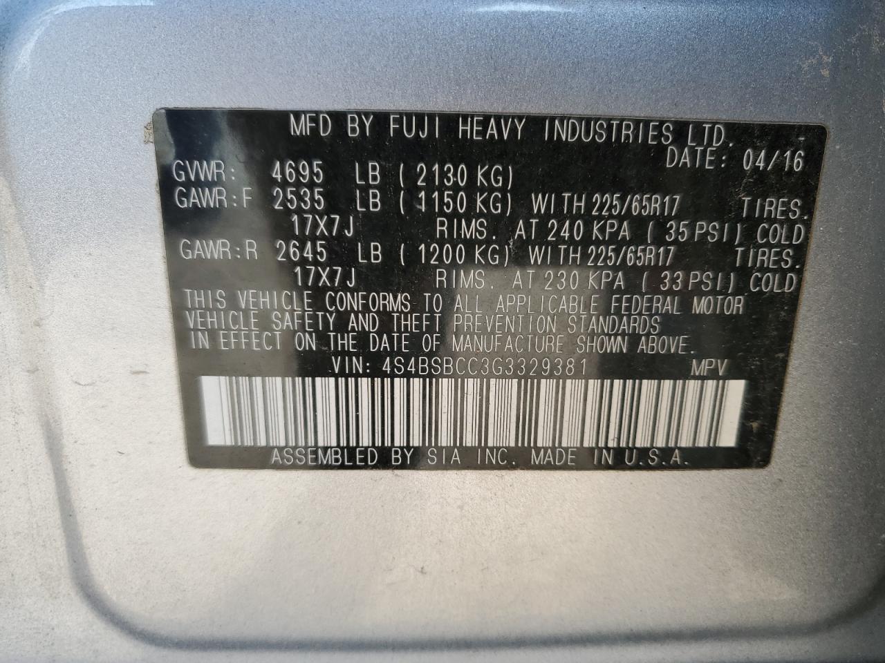 SUBARU OUTBACK 2.5I PREMIUM