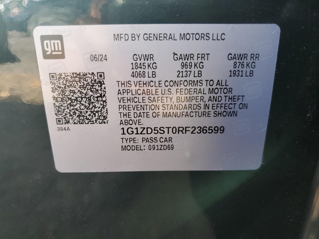 Lot #3304631940 2024 CHEVROLET MALIBU LT