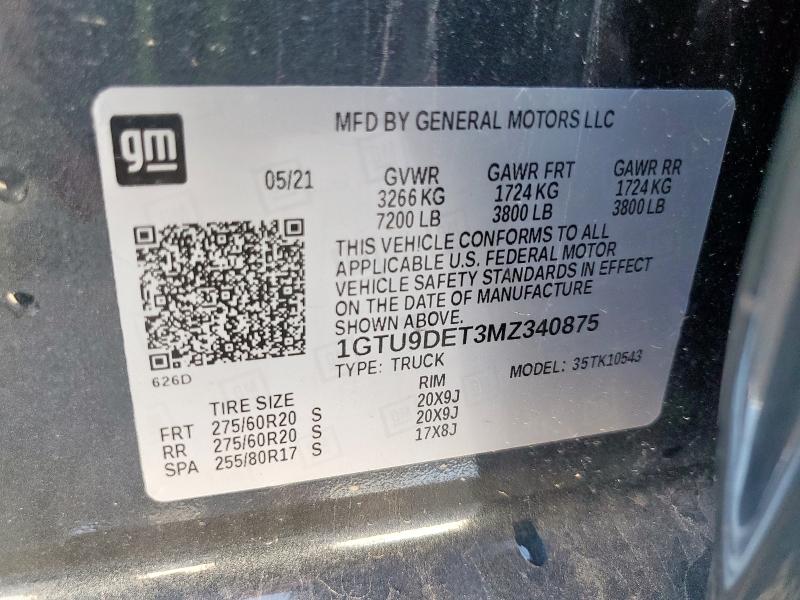 2021 GMC SIERRA K15 1GTU9DET3MZ340875