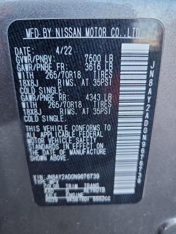 2022 NISSAN ARMADA S JN8AY2AD0N9676739