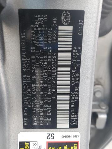 2020 TOYOTA CAMRY SE - 4T1G11AK4LU357594