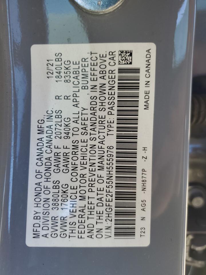 Lot #3301852007 2022 HONDA CIVIC SPOR