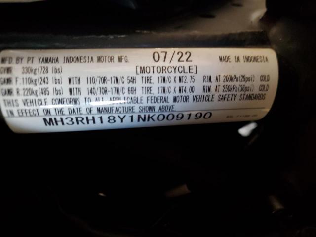 2022 YAMAHA YZFR3 A MH3RH18Y1NK009190