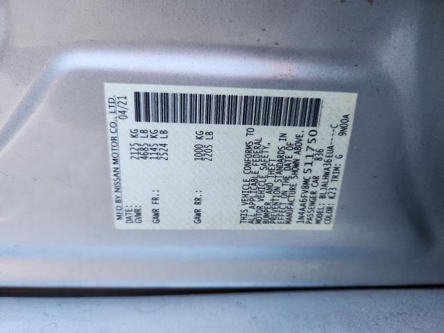 2021 NISSAN MAXIMA PLA 1N4AA6FV8MC511750