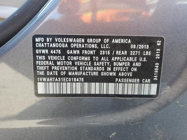 2014 VOLKSWAGEN PASSAT S #3291194964