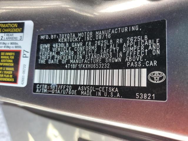 2017 TOYOTA CAMRY LE #3285012928